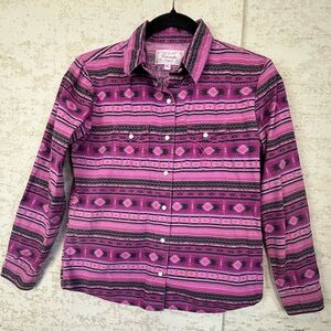 PANHANDLE Girls Western Rodeo Pearl Snap Shirt XL Southwestern Aztec Cowgirl